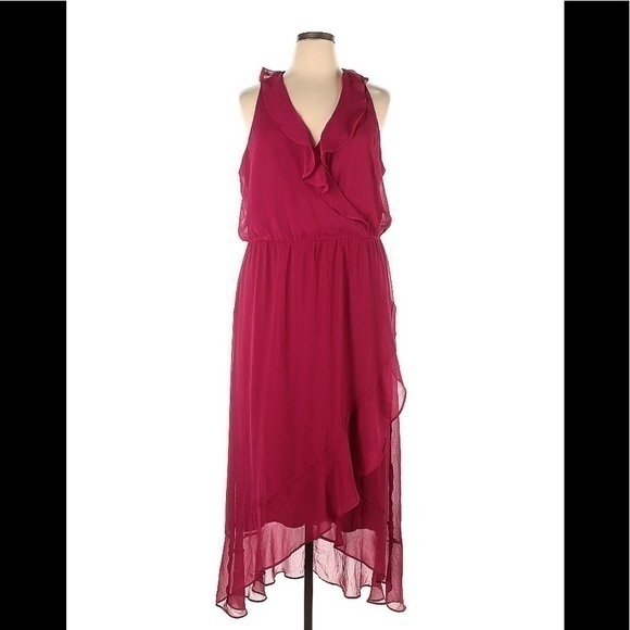 Banana Republic Factory Dresses & Skirts - Banana Republic, hot pink Maxi dress Ruffle collar